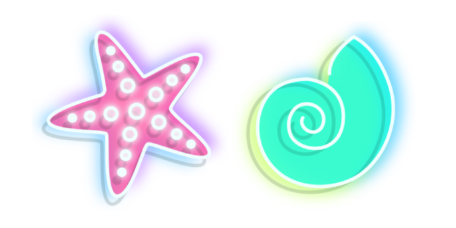 Neon Starfish and Shell Cursor