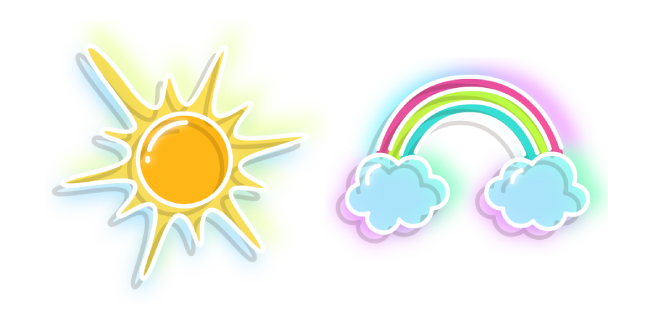 Neon Sun and Rainbow Cursor