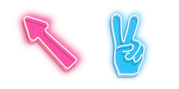 Pink Arrow and Blue Peace Hand Neon cursor