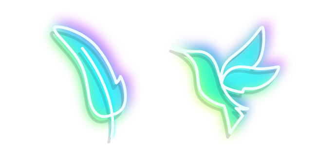 Neon Hummingbird and Feather Cursor