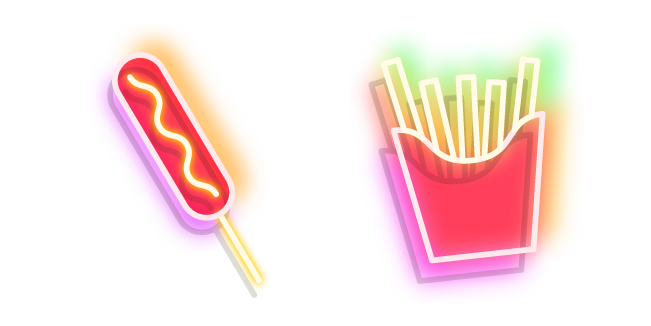 Neon Corn Dog and French Fries Cursor