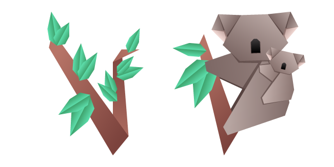 Origami Koala and Eucalyptus Cursor