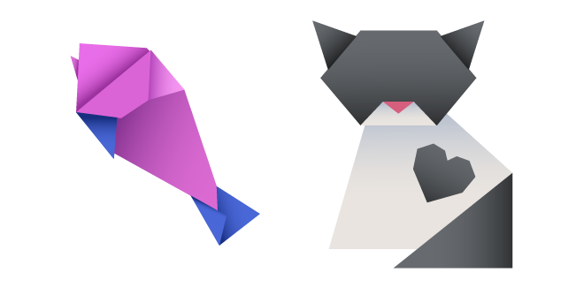 Origami Cat and Fish Cursor