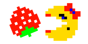 Pixel Ms. Pac-Man and Strawberry Curseur