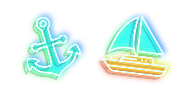 Neon Sailboat and Anchor Cursor