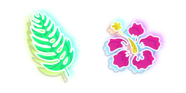 Neon Flower and Leaf Cursor