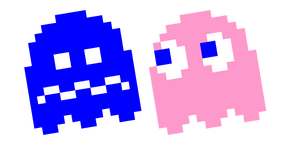Pixel Pac-Man Pinky and Blue Ghost cursor
