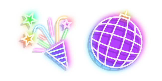 Neon Disco Ball and Party Popper Cursor