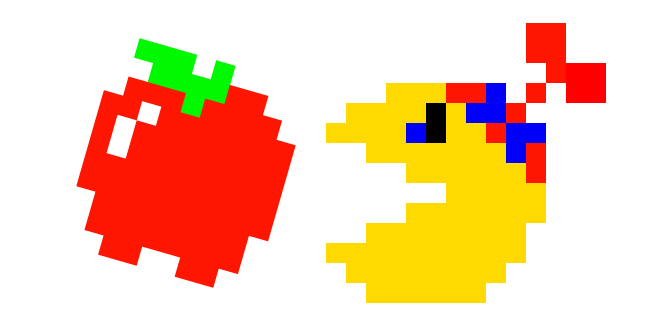 Пикскльный Jr. Pac-Man и Яблоко курсор
