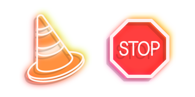 Неоновый Дорожный Знак STOP и Дорожный Конус курсор