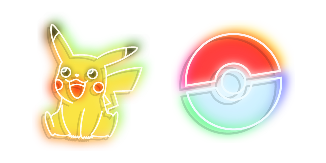 Neon Pokemon Pikachu and Pokeball  Cursor