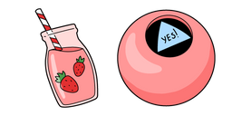 VSCO Girl Strawberry Drink and Magic 8 Ball Cursor