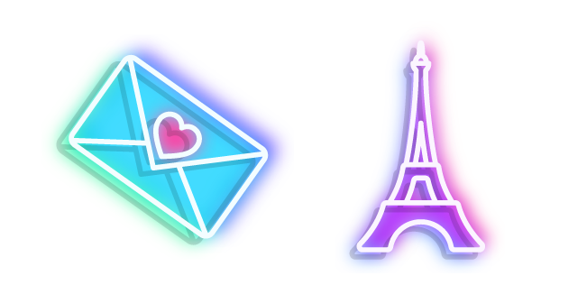 Neon Eiffel Tower and Love Letter Cursor