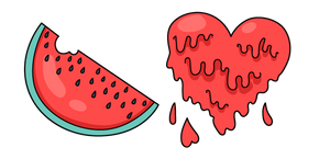 VSCO Girl Watermelon and Heart Curseur