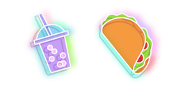 Neon Bubble Tea and Taco Cursor