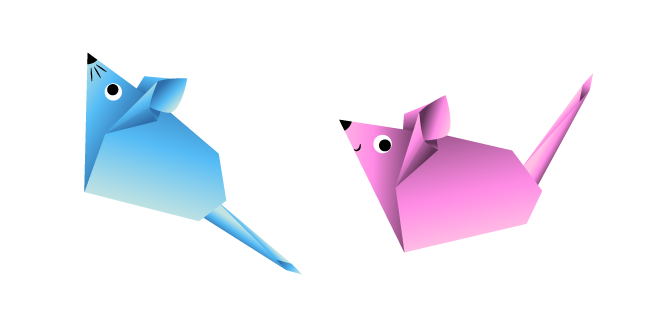 Оригами Голубая и Розовая Мышь курсор