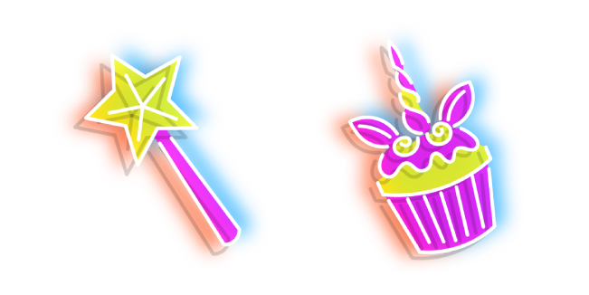 Neon Magic Wand and Cupcake курсор