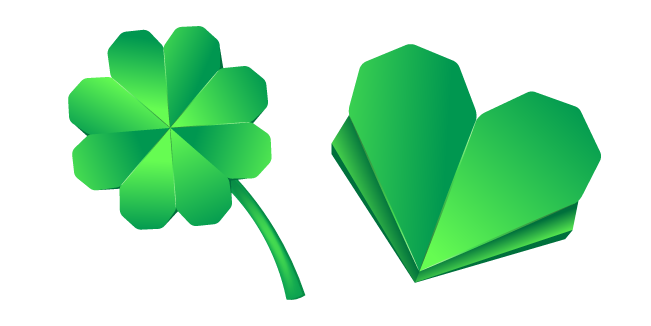 Origami Clover and Green Heart курсор