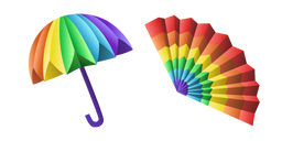 Origami Colorful Umbrella and Rainbow Fan Cursor