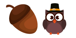 Thanksgiving Day Owl and Acorn Cursor