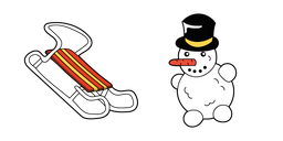 Курсор VSCO Girl Winter Sled and Snowman