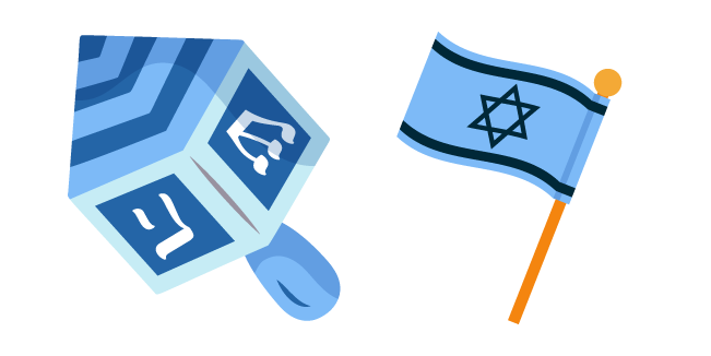 Hanukkah Dreidel and Flag of Israel курсор