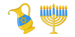 Hanukkah Jug and Menorah Cursor