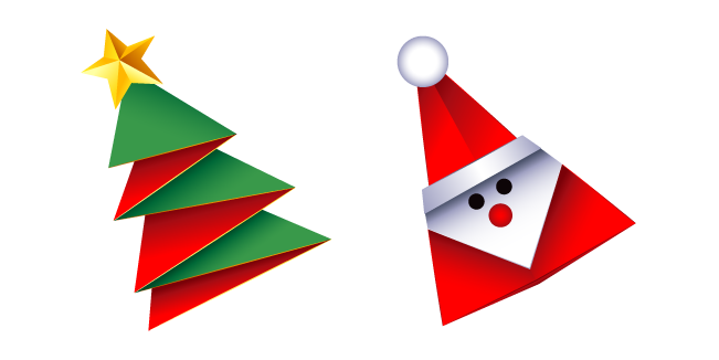 Origami Christmas Tree and Santa Claus курсор