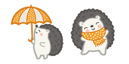 Cute Hedgehog With Umbrella and Scarf Cursor