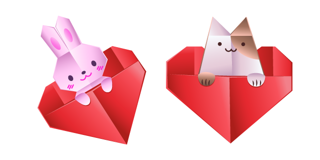 Origami Hare and Cat in Heart курсор