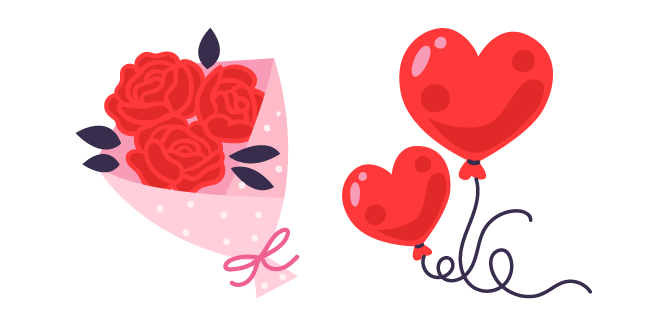 Valentine's Day Bouquet and Balloons курсор