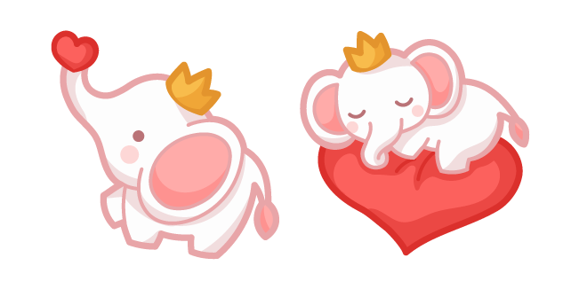 Cute Elephant and Hearts курсор