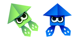 Origami Green and Blue Splatoon Squids Curseur