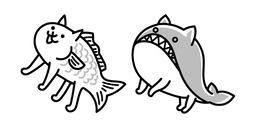 The Battle Cats Fish Cat and Whale Cat Cursor