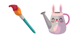 Easter Hare Watering Can and Brush Cursor