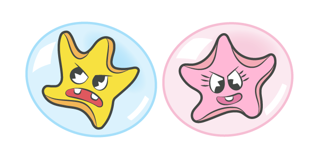 Cuphead Yellow and Pink Bubble Stars курсор