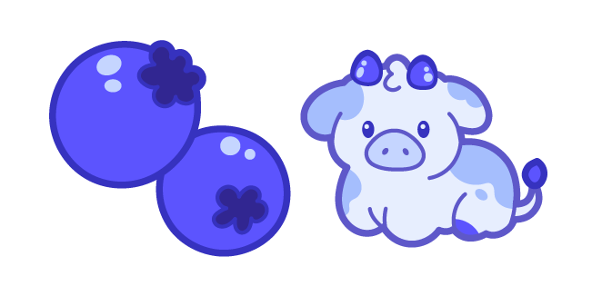 Kawaii Blueberry Cow and Blueberries курсор