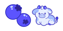 Kawaii Blueberry Cow and Blueberries Curseur