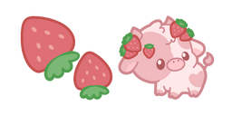 Kawaii Strawberry Cow and Strawberries Curseur