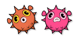 Cuphead Orange and Pink Pufferfish Curseur