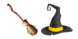 Witch Broom and Hat Curseur
