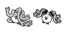 The Battle Cats Medusa Cat and Twintail Medusa Cat Cursor