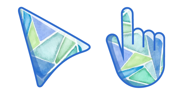Watercolor Blue and Green Triangles Cursor