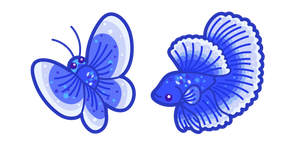Kawaii Blue Butterfly and Fish Curseur
