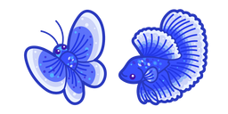 Kawaii Blue Butterfly and Fish Cursor