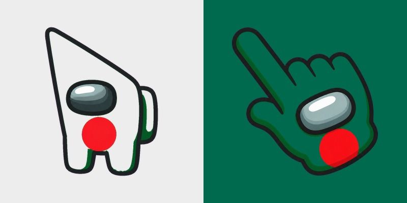 Among Us Bangladesh Flag Colors custom cursor pack preview for Chrome, Edge and Windows