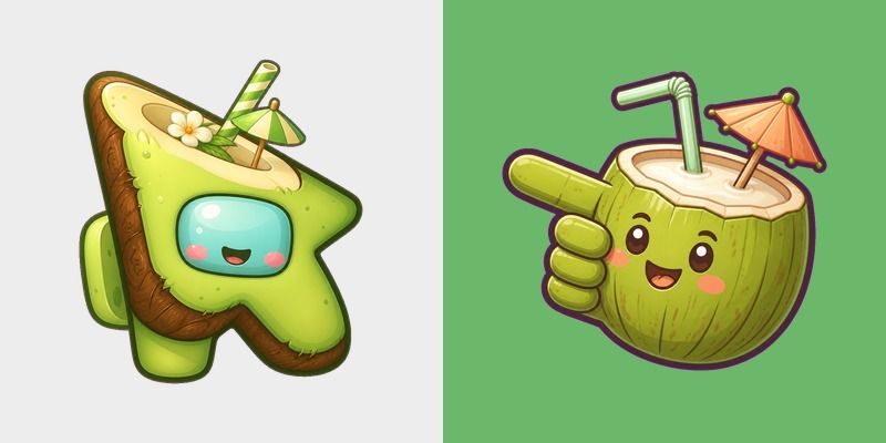 Among Us Green Coconut Drink Character custom cursor pack preview for Chrome, Edge and Windows