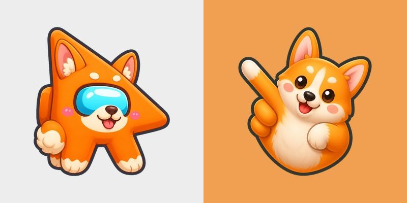 Among Us Orange Corgi Character custom cursor pack preview for Chrome, Edge and Windows