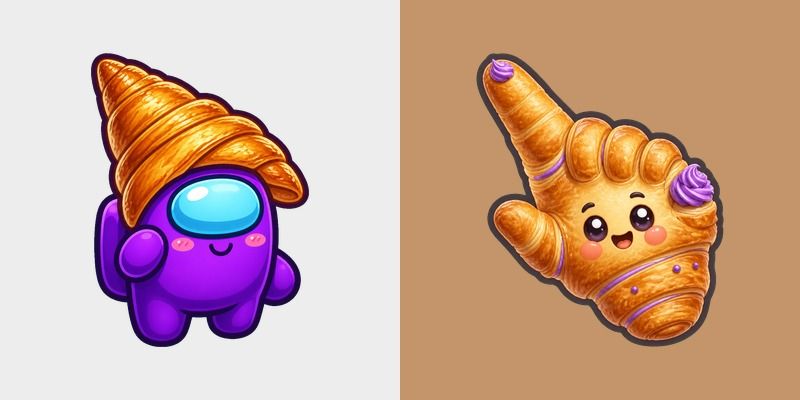 Among Us Purple Character in a Croissant Hat custom cursor pack preview for Chrome, Edge and Windows