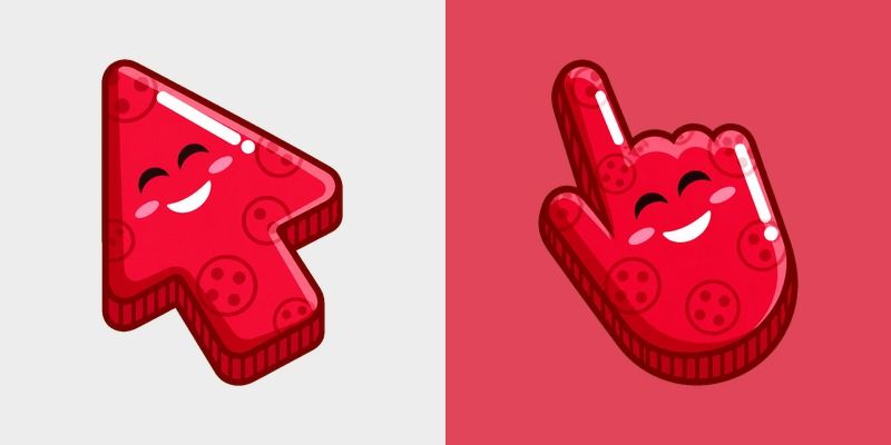 Colorful Smile Cherry Red custom cursor pack preview for Chrome, Edge and Windows